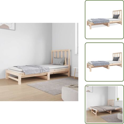 Letto in pino - vidaXL Dormeuse Estraibile 2x(90x190) cm Legno Massello di Pino - Materasso per letto