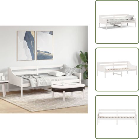 Letto in pino - vidaXL Dormeuse senza Materasso Bianca 90x200 cm Legno Massello Pino - Letto con doghe in compensato