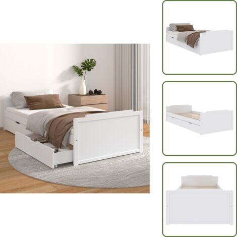 Letto in pino - vidaXL Giroletto Bianco con Cassetti Legno Massello di Pino 90x200cm -