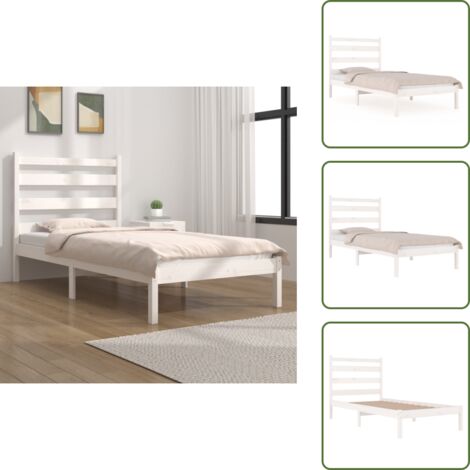 Letto in pino - vidaXL Giroletto Bianco in Legno Massello di Pino 100x200 cm -