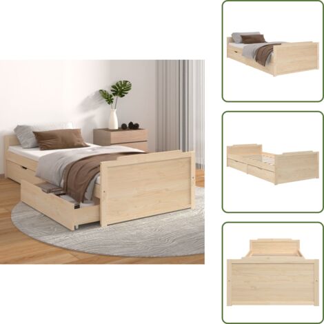 Letto in pino - vidaXL Giroletto con Cassetti in Legno Massello di Pino 90x200 cm -