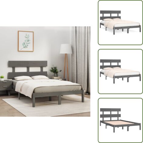 Letto in pino - vidaXL Giroletto Grigio in Legno Massello 200x200 cm -