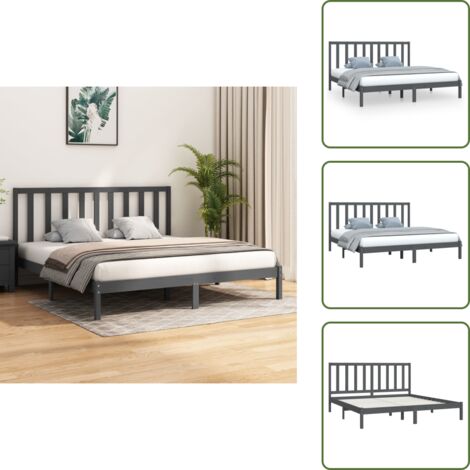 Letto in pino - vidaXL Giroletto Grigio in Legno Massello di Pino 200x200 cm -