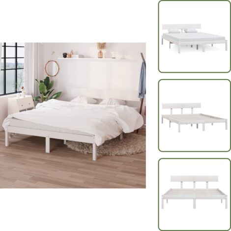Letto in pino - vidaXL Giroletto in Legno Massello di Pino Bianco 180x200 cm -