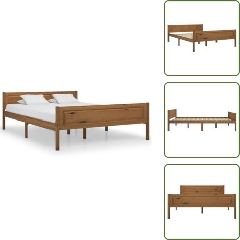 Letto in pino - vidaXL Giroletto in Legno Massello di Pino Marrone Ambrato 120x200 cm -