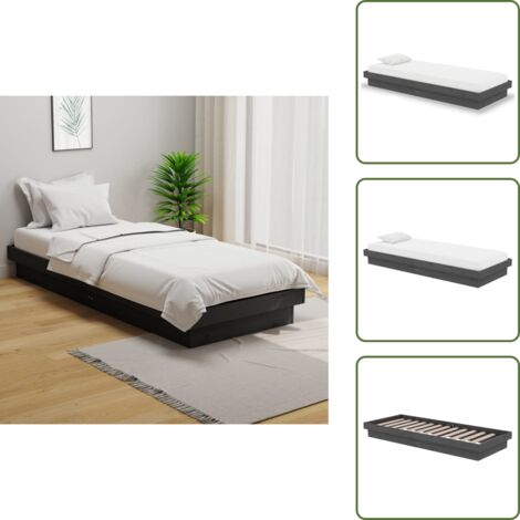 Letto in pino - vidaXL Giroletto in Legno Massello Grigio 75x190 cm Small Single -