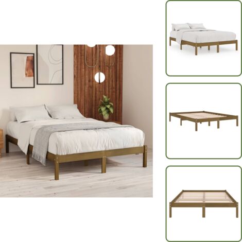 Letto in pino - vidaXL Giroletto Marrone Ambrato in Legno Massello di Pino 200x200 cm -