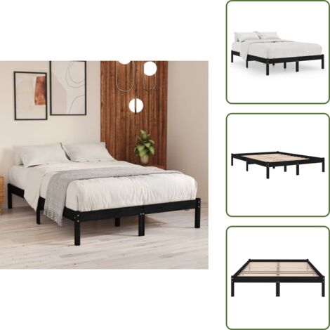 Letto in pino - vidaXL Giroletto Nero in Legno Massello di Pino 200x200 cm -