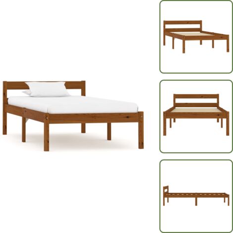 Letto in pino - vidaXL Giroletto senza Materaso Ambrato in Legno di Pino 100x200cm -