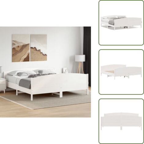 Letto in pino - vidaXL Giroletto senza Materasso Bianco 180x200 cm Legno Massello Pino -