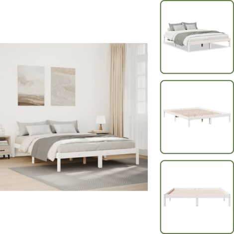 Letto in pino - vidaXL Letto Extra Lungo senza Materasso Bianco 140x220 cm in Pino -