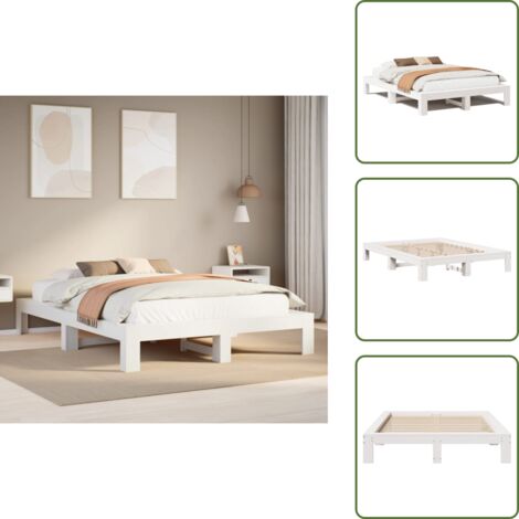 Letto in pino - vidaXL Letto senza Materasso Bianco 140x200 cm Legno Massello di Pino -