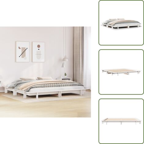 Letto in pino - vidaXL Letto senza Materasso Bianco 160x200 cm Legno Massello di Pino -