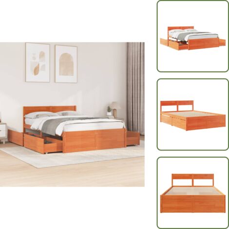 Letto in pino - vidaXL Letto senza Materasso Marrone Cera 120x190 cm in Legno di Pino -
