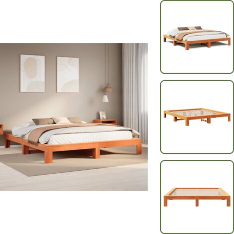 Letto in pino - vidaXL Letto senza Materasso Marrone Cera 200x200 cm in Legno di Pino -