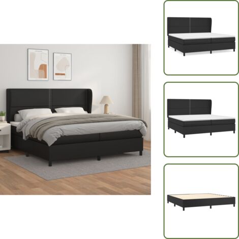 Letto in similpelle - vidaXL Giroletto a Molle con Materasso Nero 200x200 cm in Similpelle - Letto con materasso insacchettato