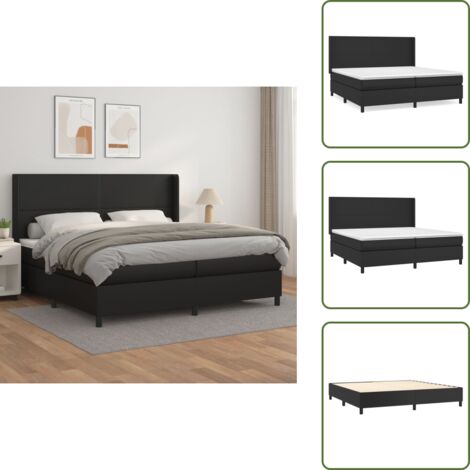 Letto in similpelle - vidaXL Giroletto a Molle con Materasso Nero 200x200 cm in Similpelle - Letto con materasso insacchettato