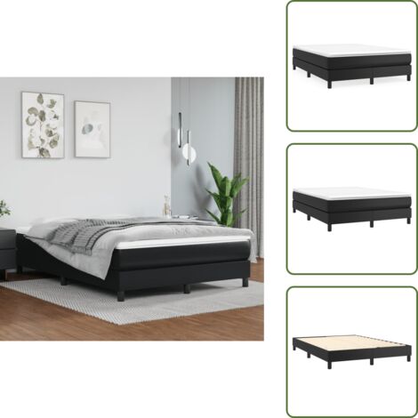 Letto in similpelle - vidaXL Struttura Letto a Rete a Molle Nero 140x190 cm in Similpelle - Letto in compensato