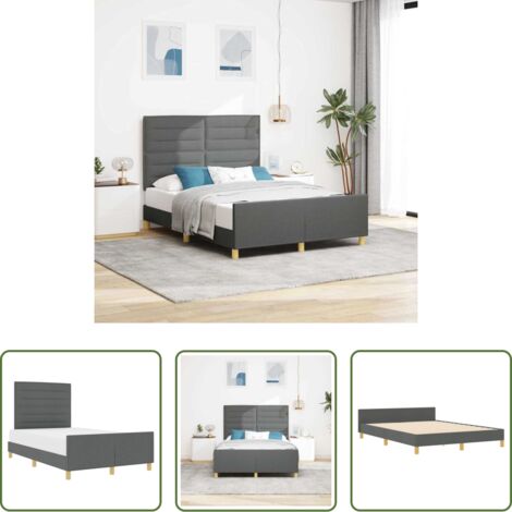 Letto in tessuto -  Struttura del letto Grigio scuro 140 x 200 cm Tessuto