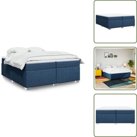 Letto in tessuto - vidaXL Giroletto a Molle con Materasso Blu 200x200 cm in Tessuto - Letto con doghe