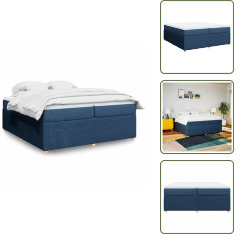 Letto in tessuto - vidaXL Giroletto a Molle con Materasso Blu 200x200 cm in Tessuto - Letto con doghe