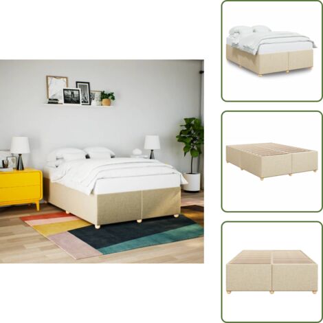 Letto in tessuto - vidaXL Giroletto senza Materasso Crema 140x200 cm in Tessuto - Letto con piedi in legno