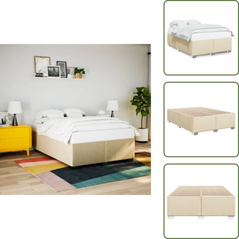 Letto in tessuto - vidaXL Giroletto senza Materasso Crema 140x200 cm in Tessuto - Letto con piedi in legno