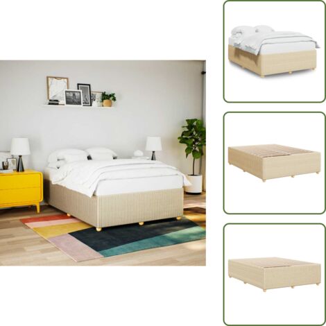 Letto in tessuto - vidaXL Giroletto senza Materasso Crema 140x200 cm in Tessuto - Letto con piedi in legno