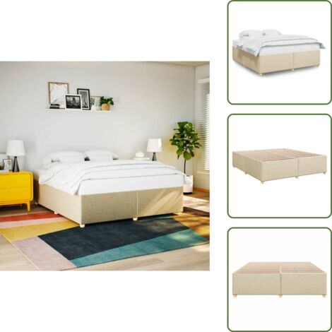 Letto in tessuto - vidaXL Giroletto senza Materasso Crema 200x200 cm in Tessuto - Letto con piedi in legno
