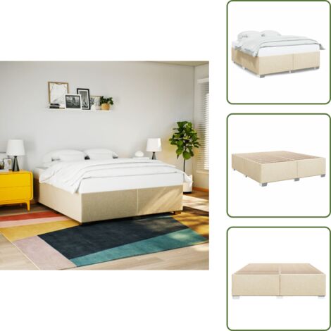 Letto in tessuto - vidaXL Giroletto senza Materasso Crema 200x200 cm in Tessuto - Letto con piedi in legno