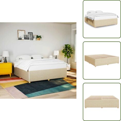 Letto in tessuto - vidaXL Giroletto senza Materasso Crema 200x200 cm in Tessuto - Letto con piedi in legno