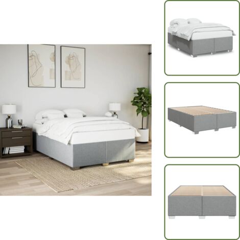 Letto in tessuto - vidaXL Giroletto senza Materasso Grigio Chiaro 140x200 cm Tessuto - Letto con piedi in legno