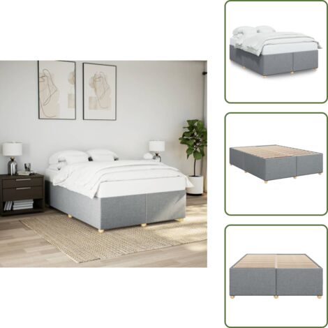 Letto in tessuto - vidaXL Giroletto senza Materasso Grigio Chiaro 160x200 cm Tessuto - Letto con piedi in legno