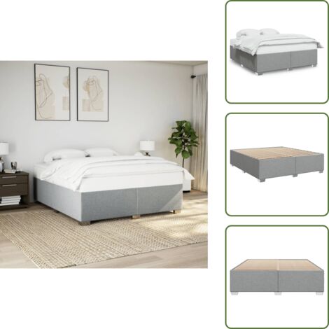 Letto in tessuto - vidaXL Giroletto senza Materasso Grigio Chiaro 180x200 cm Tessuto - Letto con piedi in legno
