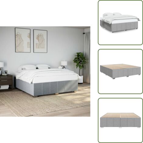 Letto in tessuto - vidaXL Giroletto senza Materasso Grigio Chiaro 180x200 cm Tessuto - Letto con piedi in legno