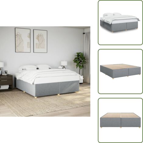 Letto in tessuto - vidaXL Giroletto senza Materasso Grigio Chiaro 180x200 cm Tessuto - Letto con piedi in legno