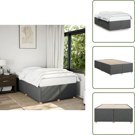Letto in tessuto - vidaXL Giroletto senza Materasso Grigio Scuro 120x190 cm in Tessuto - Letto con piedi in legno