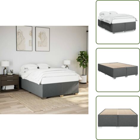 Letto in tessuto - vidaXL Giroletto senza Materasso Grigio Scuro 140x200 cm Tessuto - Letto con piedi in legno