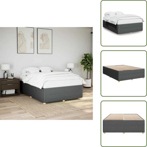 Letto in tessuto - vidaXL Giroletto senza Materasso Grigio Scuro 140x200 cm Tessuto - Letto con piedi in legno
