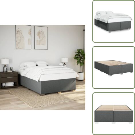 Letto in tessuto - vidaXL Giroletto senza Materasso Grigio Scuro 160x200 cm Tessuto - Letto con piedi in legno