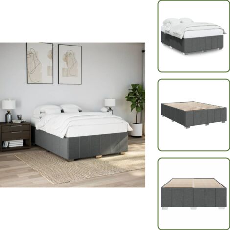 Letto in tessuto - vidaXL Giroletto senza Materasso Grigio Scuro 160x200 cm Tessuto - Letto con piedi in legno