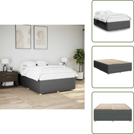 Letto in tessuto - vidaXL Giroletto senza Materasso Grigio Scuro 160x200 cm Tessuto - Letto con piedi in legno