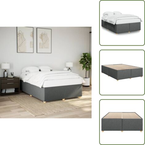 Letto in tessuto - vidaXL Giroletto senza Materasso Grigio Scuro 160x200 cm Tessuto - Letto con piedi in legno