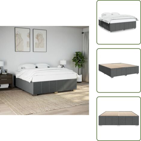 Letto in tessuto - vidaXL Giroletto senza Materasso Grigio Scuro 180x200 cm Tessuto - Letto con piedi in legno