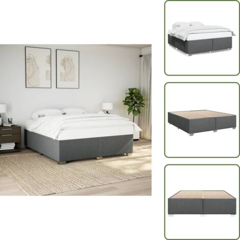 Letto in tessuto - vidaXL Giroletto senza Materasso Grigio Scuro 180x200 cm Tessuto - Letto con piedi in legno