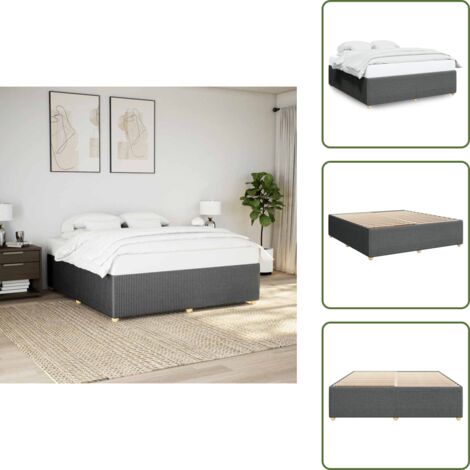 Letto in tessuto - vidaXL Giroletto senza Materasso Grigio Scuro 180x200 cm Tessuto - Letto con piedi in legno