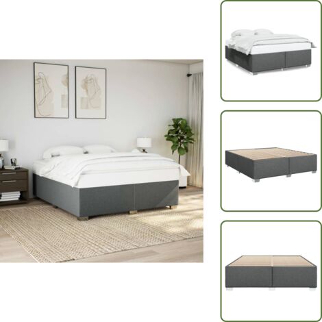 Letto in tessuto - vidaXL Giroletto senza Materasso Grigio Scuro 200x200 cm Tessuto - Letto con piedi in legno
