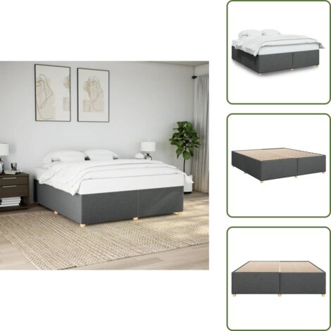 Letto in tessuto - vidaXL Giroletto senza Materasso Grigio Scuro 200x200 cm Tessuto - Letto con piedi in legno