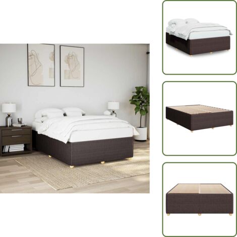 Letto in tessuto - vidaXL Giroletto senza Materasso Marrone Scuro 140x190 cm Tessuto - Letto con piedi in legno