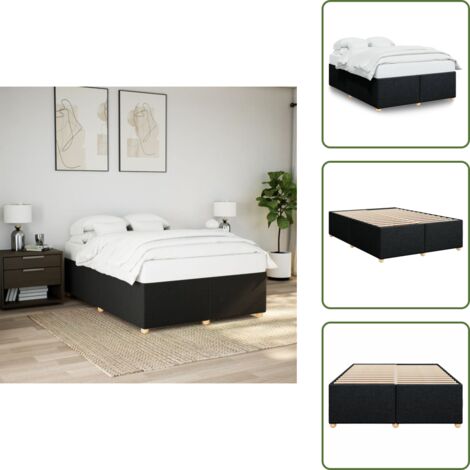 Letto in tessuto - vidaXL Giroletto senza Materasso Nero 140x190 cm in Tessuto - Letto con piedi in legno